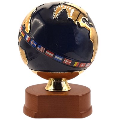 Desktop Porcelain Globe Sculpture with Flags-TCS-1137440