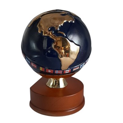 Desktop Porcelain Globe Sculpture with Flags-TCS-1137440