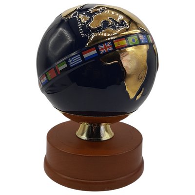 Desktop Porcelain Globe Sculpture with Flags-TCS-1137440