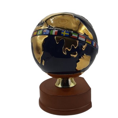 Desktop Porcelain Globe Sculpture with Flags-TCS-1137440