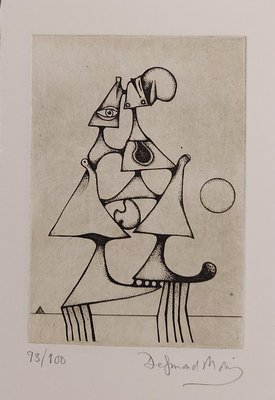 Desmond Morris, Surrealist Composition, 2008, Original Etching-KHH-2023029