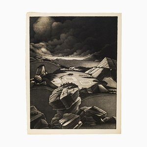 Desolate Landscape - Original Mezzotint by Michel Estèbe - Late 1900 Late 1900-ZCI-760754