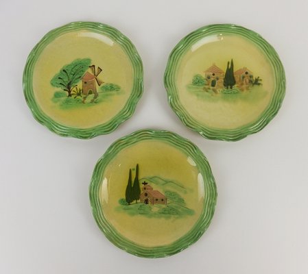 Dessert Plates and Ceramic Dish by Cérenne for Vallauris, 1950s, Set of 7-LW-2016178