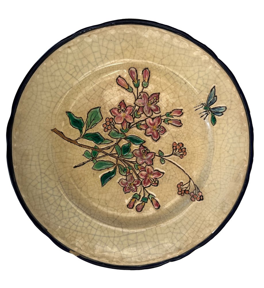 Dessert Plates with Japanese Enamel Decoration from Longwy, 1940s, Set of 12