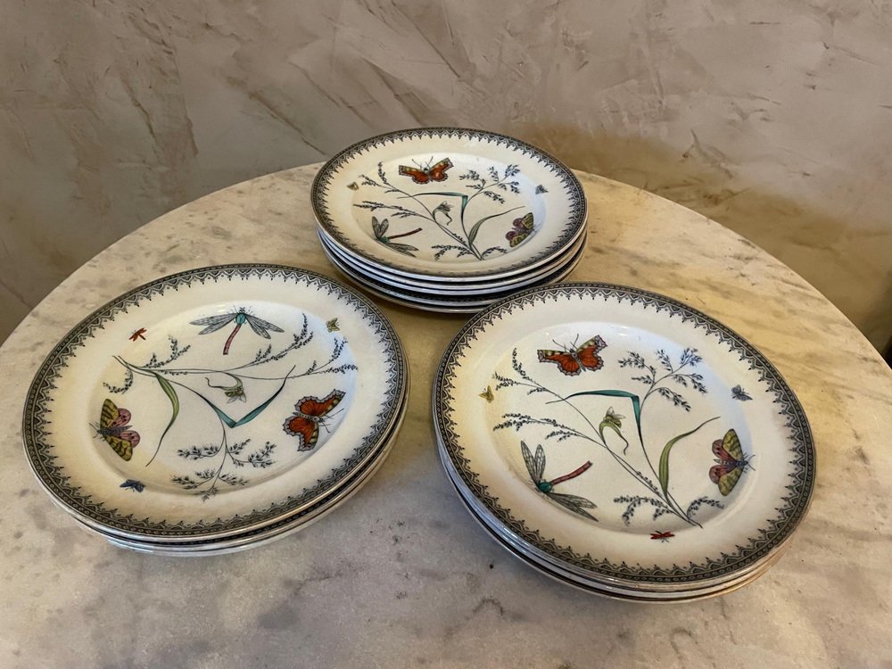 Dessert Porcelain Plates from Pinder Bourne and Co, 1880s, Set of 11