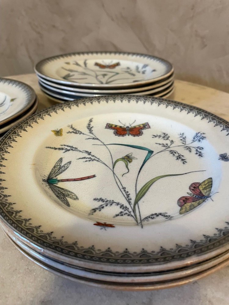 Dessert Porcelain Plates from Pinder Bourne and Co, 1880s, Set of 11