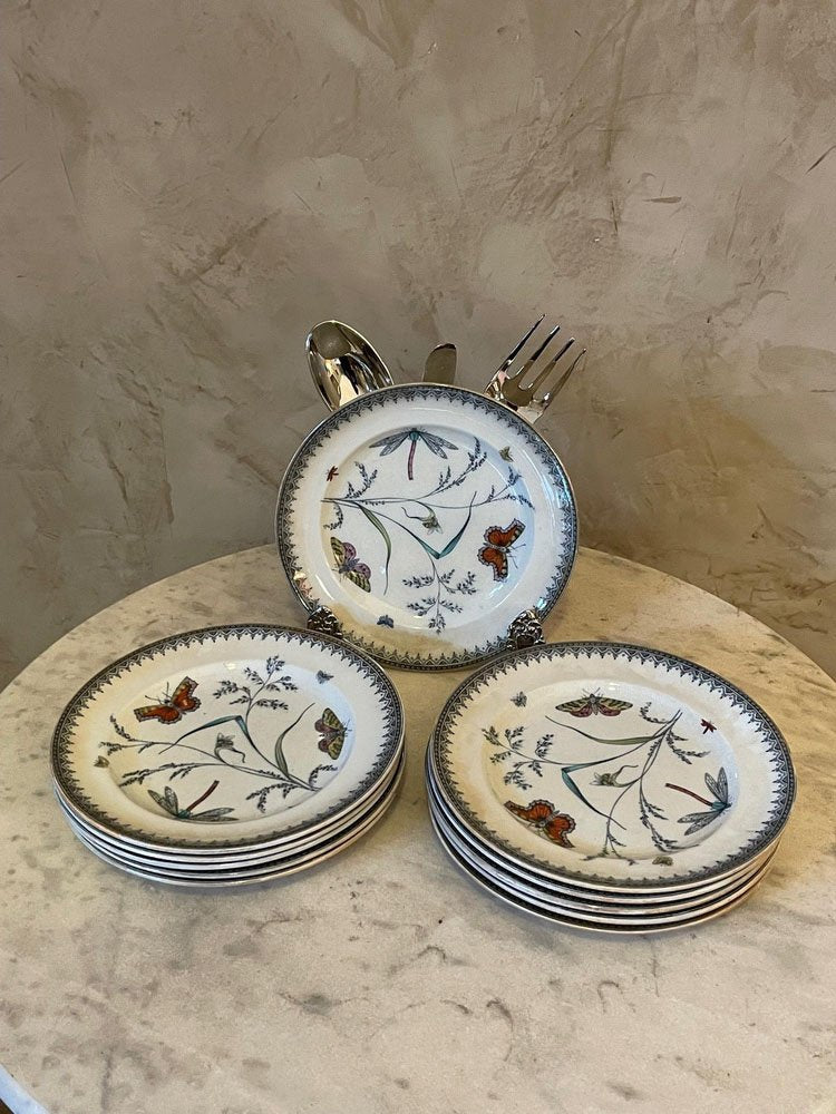 Dessert Porcelain Plates from Pinder Bourne and Co, 1880s, Set of 11