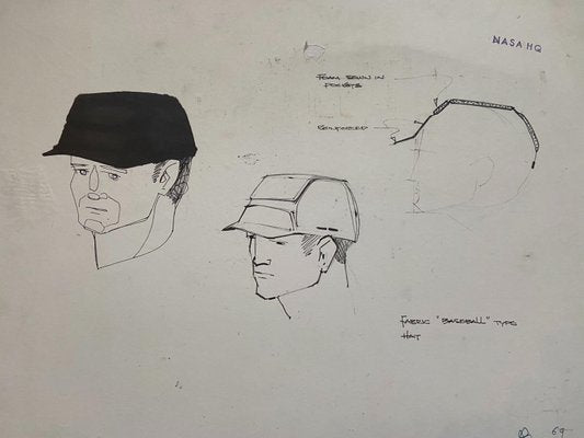 Dessin « helmeted man 3 » pour la NASA - Raymond Loewy et William Snaith 1968-ICD-847301