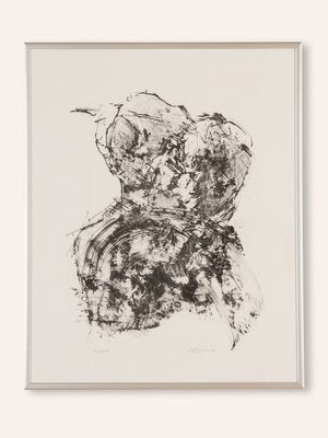 Detlef Hagenbäumer, Rose, Black & White Woodcut, Framed-GPP-1066765