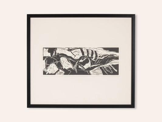 Detlef Hagenbäumer, Sports, Woodcut on Thick Paper, Framed