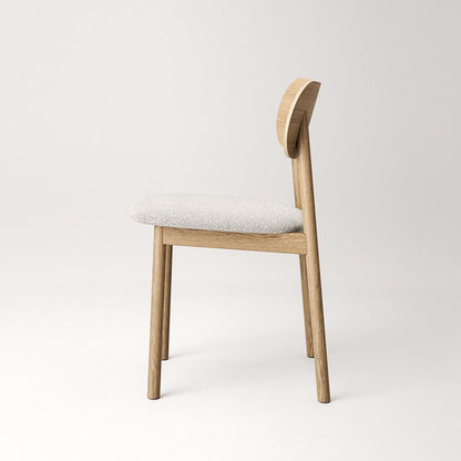 Decotique Elephant Dining Chair Natural Oak/White Bouclé