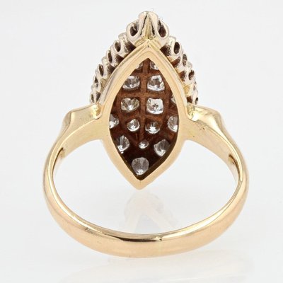 Diamond 18 Karat Yellow Gold Shuttle Shaped Ring, 1950s-OLU-981465