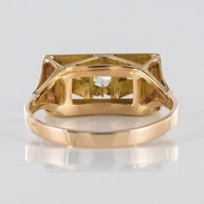 Diamond and 18 Karat Yellow Gold Tank Ring, 1940s-OLU-896394