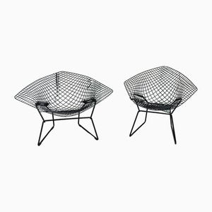 Diamond Chairs in Black by Harry Bertoia for Knoll, 1970s, Set of 2-JAG-1820577