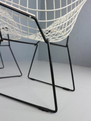 Diamond Chairs in White & Black Metal attributed to Harry Bertoia, 1960s, Set of 2-DT-2026249