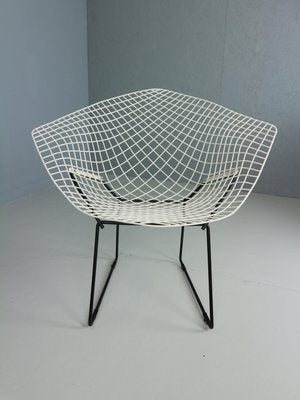 Diamond Chairs in White & Black Metal attributed to Harry Bertoia, 1960s, Set of 2-DT-2026249