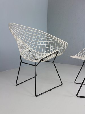 Diamond Chairs in White & Black Metal attributed to Harry Bertoia, 1960s, Set of 2-DT-2026249