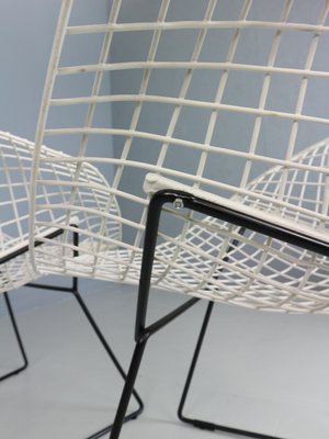 Diamond Chairs in White & Black Metal attributed to Harry Bertoia, 1960s, Set of 2-DT-2026249