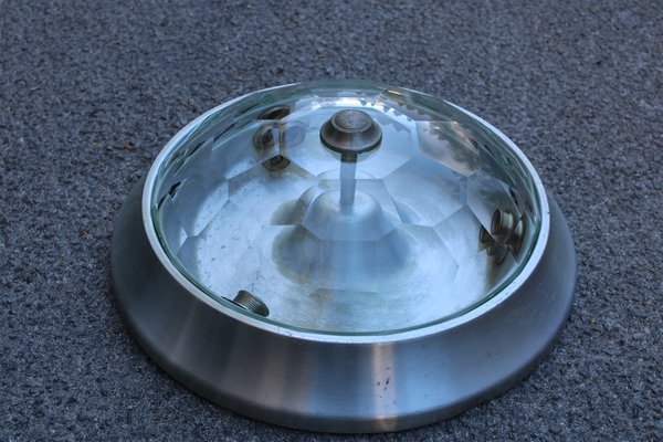 Diamond Glass and Aluminum Ceiling Lamp from Lumi Milano, 1950s-EH-713539