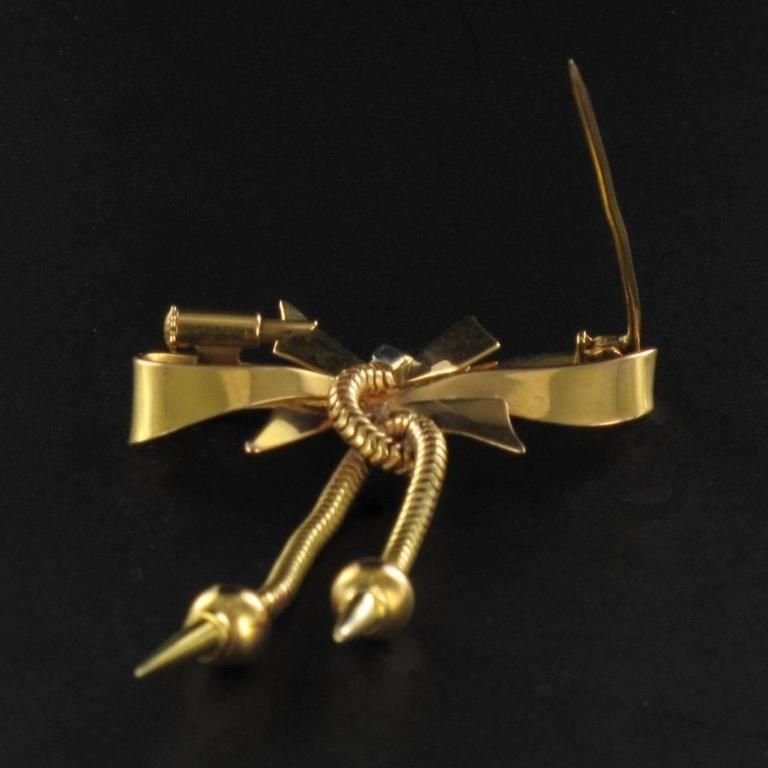 Diamond Gold Tank Tubogaz and Bow Brooch, 1950s