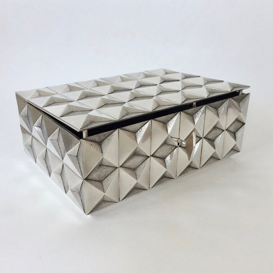 Diamond Point Silver Plated Metal Box by Francoise Sée, 1970s