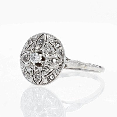 Diamond Ring in 18K White Gold, 1920s-OLU-1252294