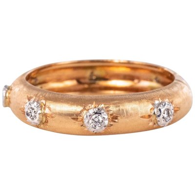 Diamond Satin Gold Band Ring-OLU-896845