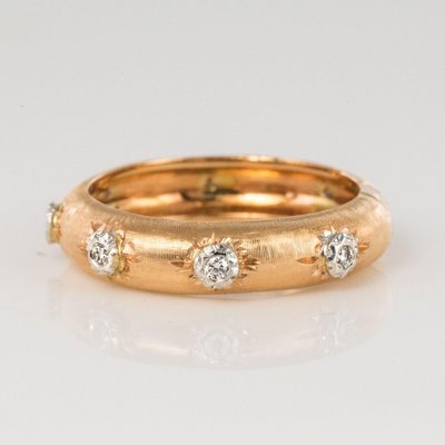 Diamond Satin Gold Band Ring-OLU-896845