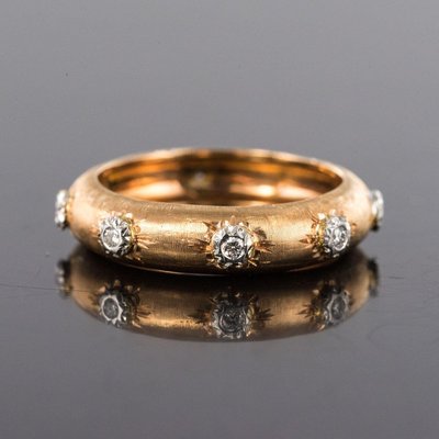 Diamond Satin Gold Band Ring-OLU-896845