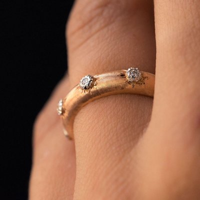 Diamond Satin Gold Band Ring-OLU-896845