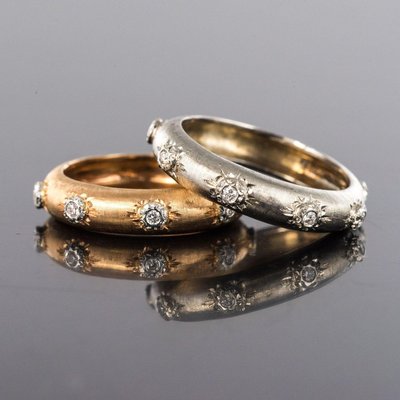 Diamond Satin Gold Band Ring-OLU-896845