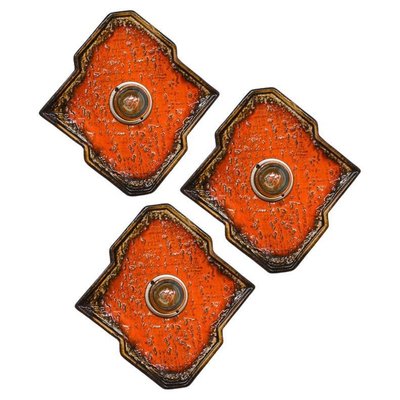 Diamond-Shaped Brown & Orange Ceramic Wall Light, Germany, 1970s-VDW-1719587