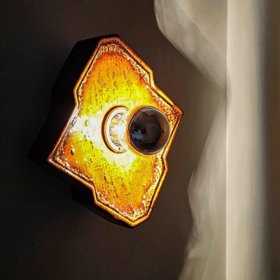 Diamond-Shaped Brown & Orange Ceramic Wall Light, Germany, 1970s-VDW-1719587