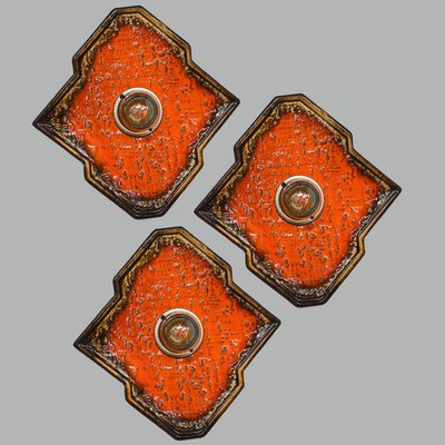 Diamond-Shaped Brown & Orange Ceramic Wall Light, Germany, 1970s-VDW-1719587