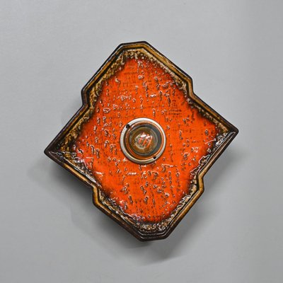 Diamond-Shaped Brown & Orange Ceramic Wall Light, Germany, 1970s-VDW-1719587