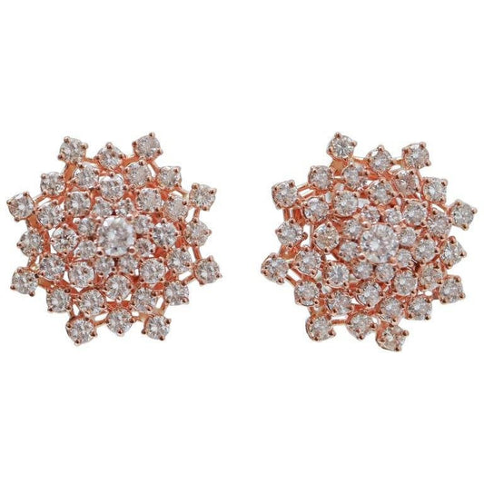 Diamonds, 18 Karat Rose Gold Modern Earrings, Set of 2