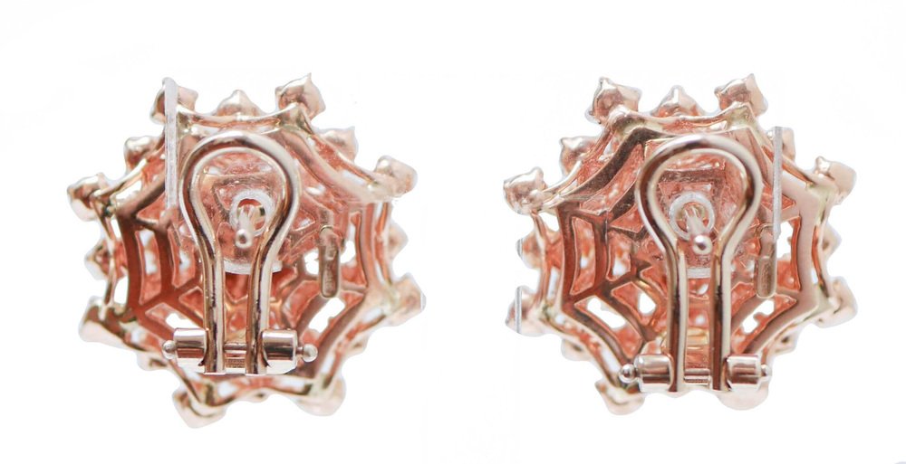 Diamonds, 18 Karat Rose Gold Modern Earrings, Set of 2