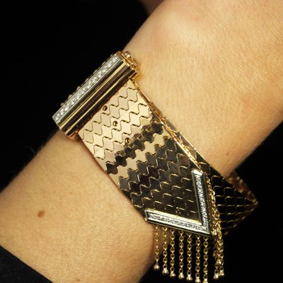 Diamonds 18 Karat Yellow Gold Belt Bracelet, 1950s-OLU-2042363