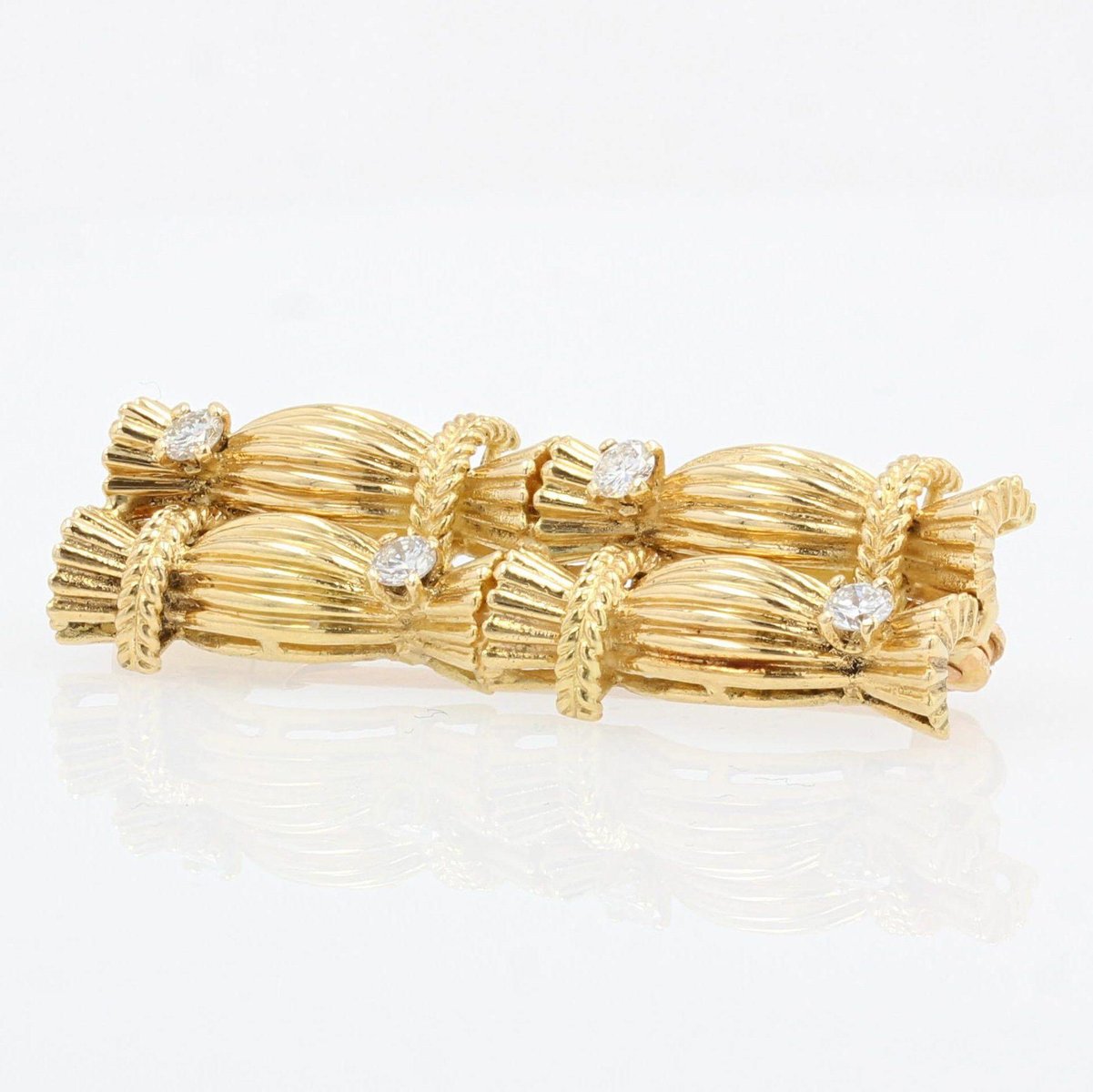 Diamonds 18 Karat Yellow Gold Bundle Brooch, 1950s