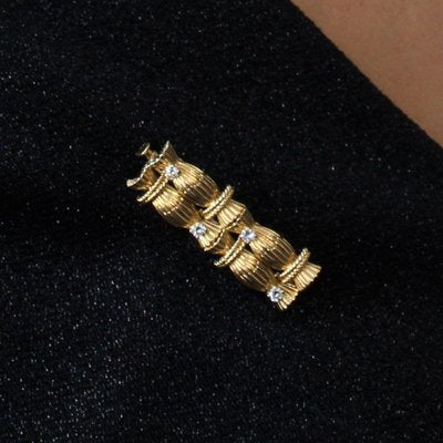 Diamonds 18 Karat Yellow Gold Bundle Brooch, 1950s-OLU-1079617