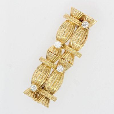 Diamonds 18 Karat Yellow Gold Bundle Brooch, 1950s-OLU-1079617