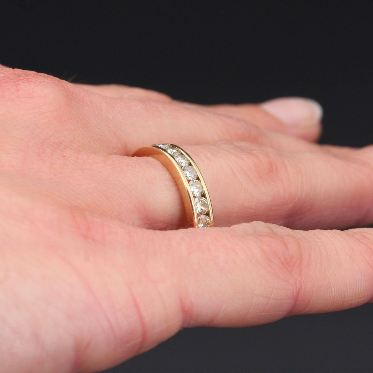 Diamonds and 18 Karat Yellow Gold Wedding Ring