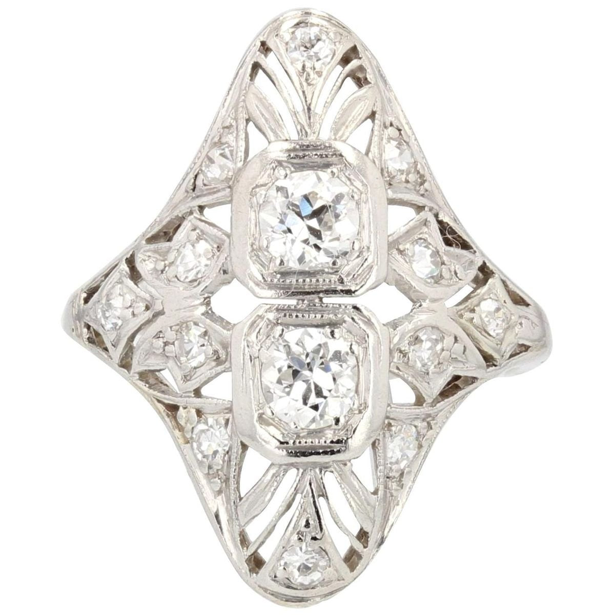 Diamonds and Openwork Platinum Ring, 1930s