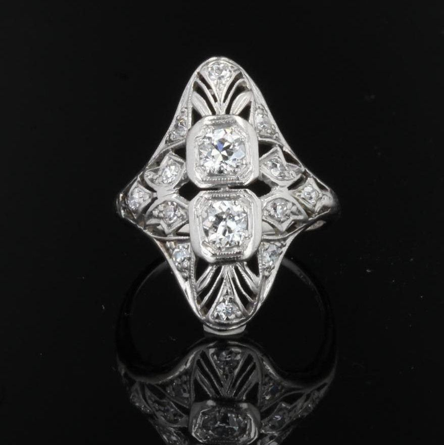 Diamonds and Openwork Platinum Ring, 1930s