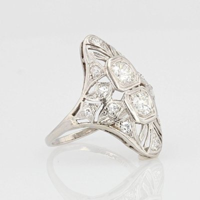 Diamonds and Openwork Platinum Ring, 1930s-OLU-896778