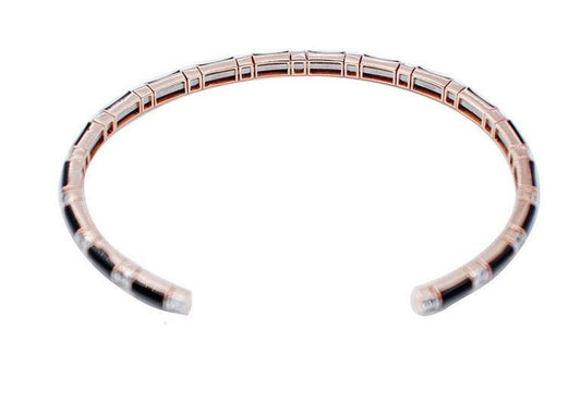 Diamonds, Enamel, 18 Karat Rose Gold Cuff Bracelet