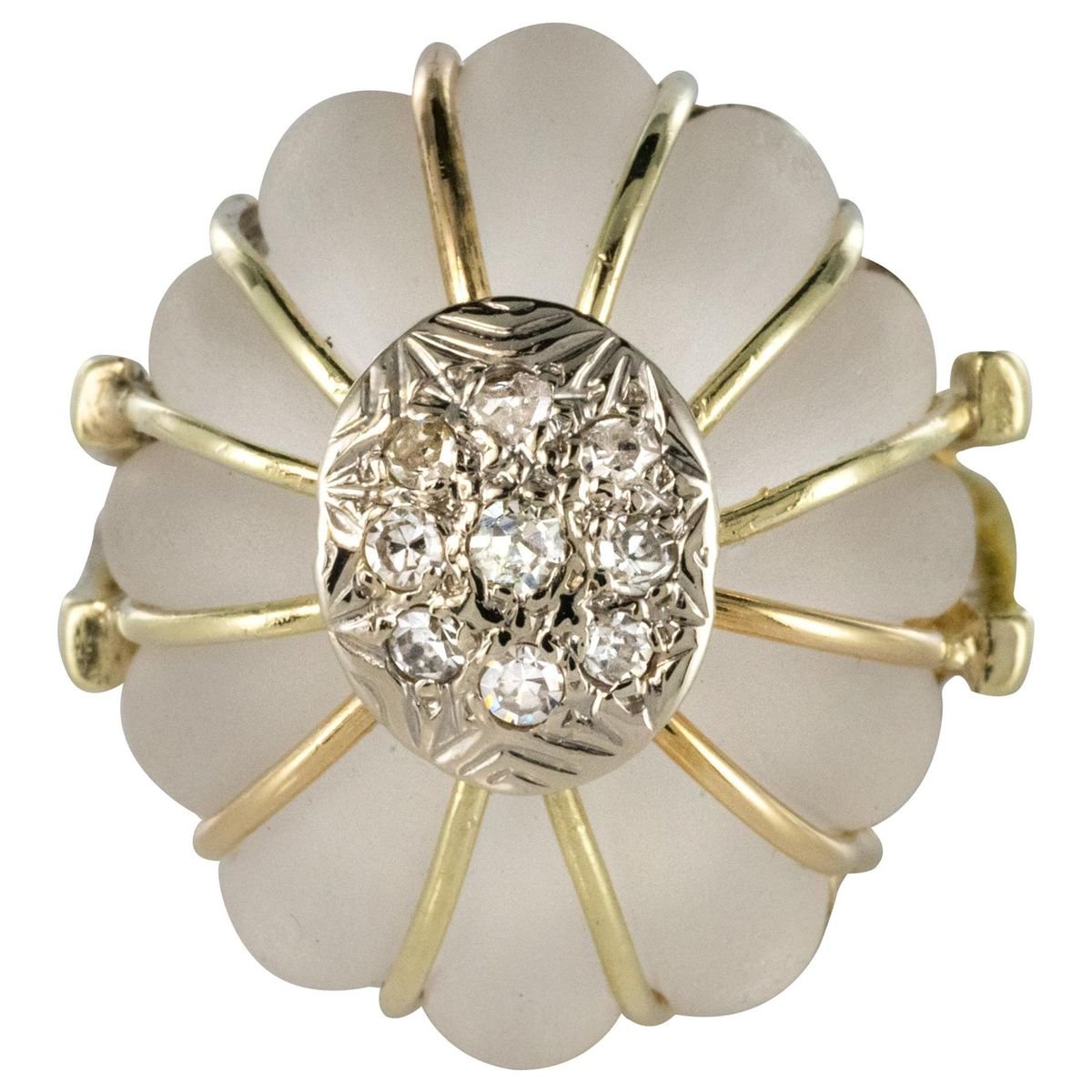 Diamonds Rock Crystal Yellow Gold Ring, 1960s