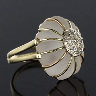 Diamonds Rock Crystal Yellow Gold Ring, 1960s