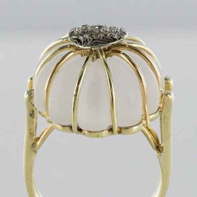 Diamonds Rock Crystal Yellow Gold Ring, 1960s-OLU-896266