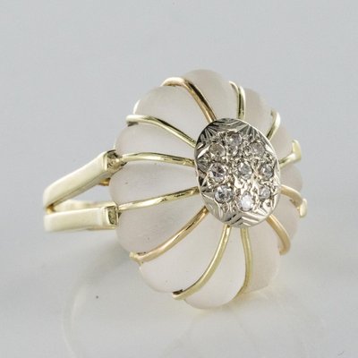 Diamonds Rock Crystal Yellow Gold Ring, 1960s-OLU-896266